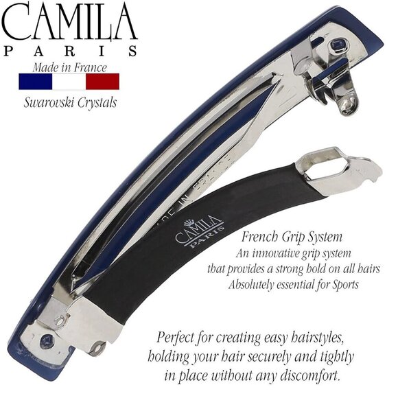 French Hair Barrette Clip Dark Blue Rubberized Metal Strong Hold No Slip main image 7